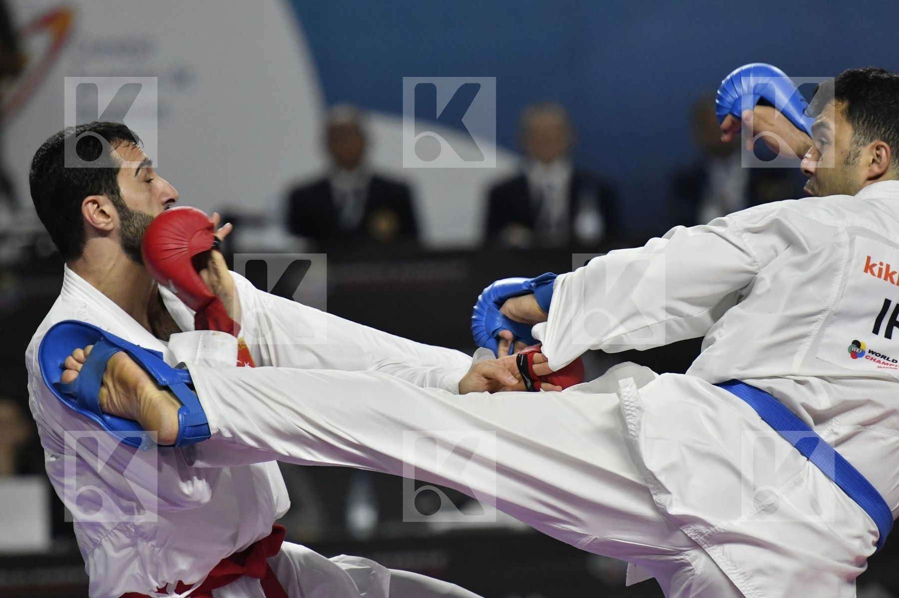 TURKEY (AKTAS, ELTEMUR, GOK, KAPTAN, OZER, UYGUR, YAMANOGLU) vs IRAN (ABAZARI, ASGARI GHONCHEH, ASIABARI, GANJZADEH, HEYDARI, KHODABAKHSHI, POORSHAB) in Senior Team Male Kumite - Final bout