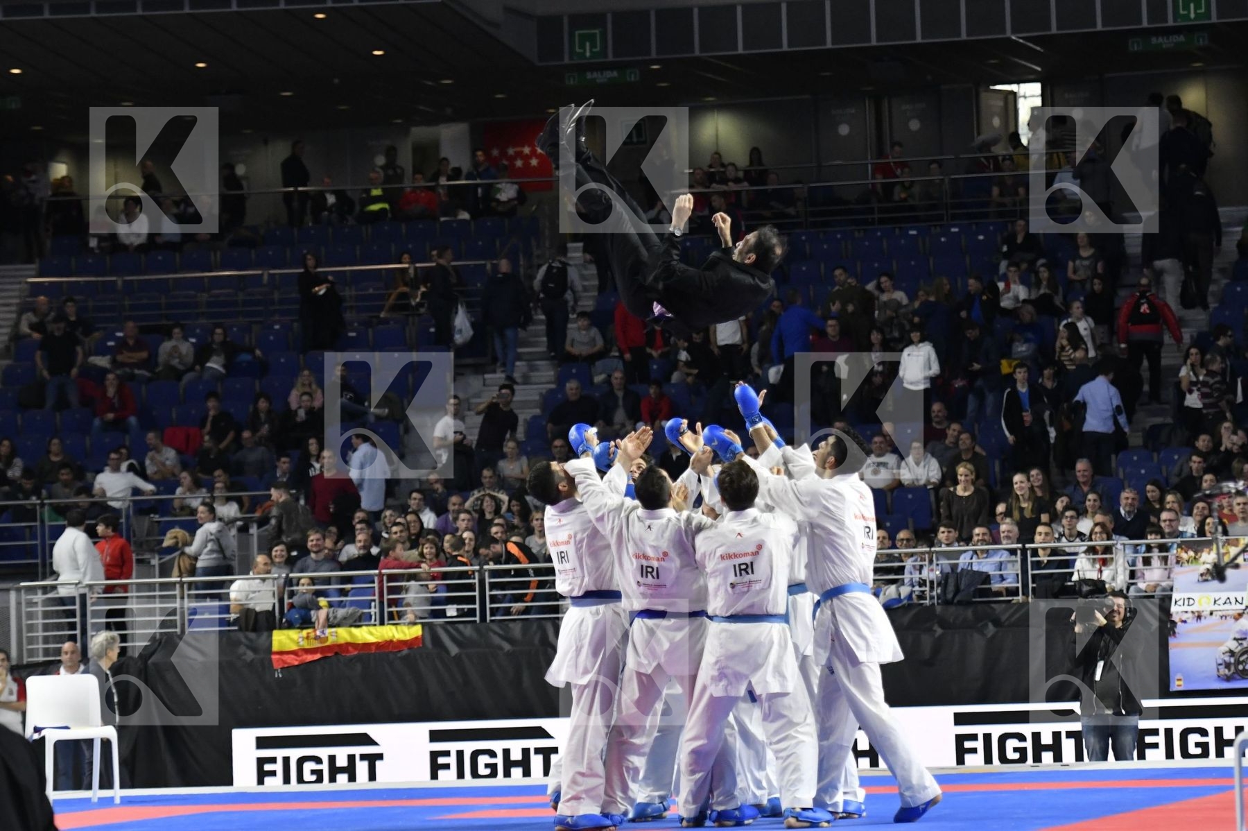 TURKEY (AKTAS, ELTEMUR, GOK, KAPTAN, OZER, UYGUR, YAMANOGLU) vs IRAN (ABAZARI, ASGARI GHONCHEH, ASIABARI, GANJZADEH, HEYDARI, KHODABAKHSHI, POORSHAB) in Senior Team Male Kumite - Final bout