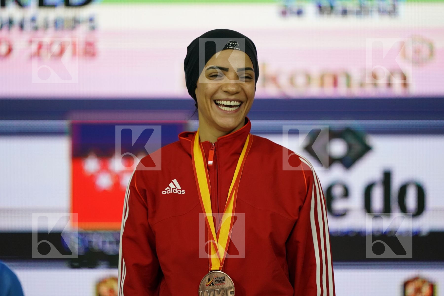 SHYMAA ABOUEL YAZED (EGYPT) in Senior Kumite 68+ Kg - Podium ceremony