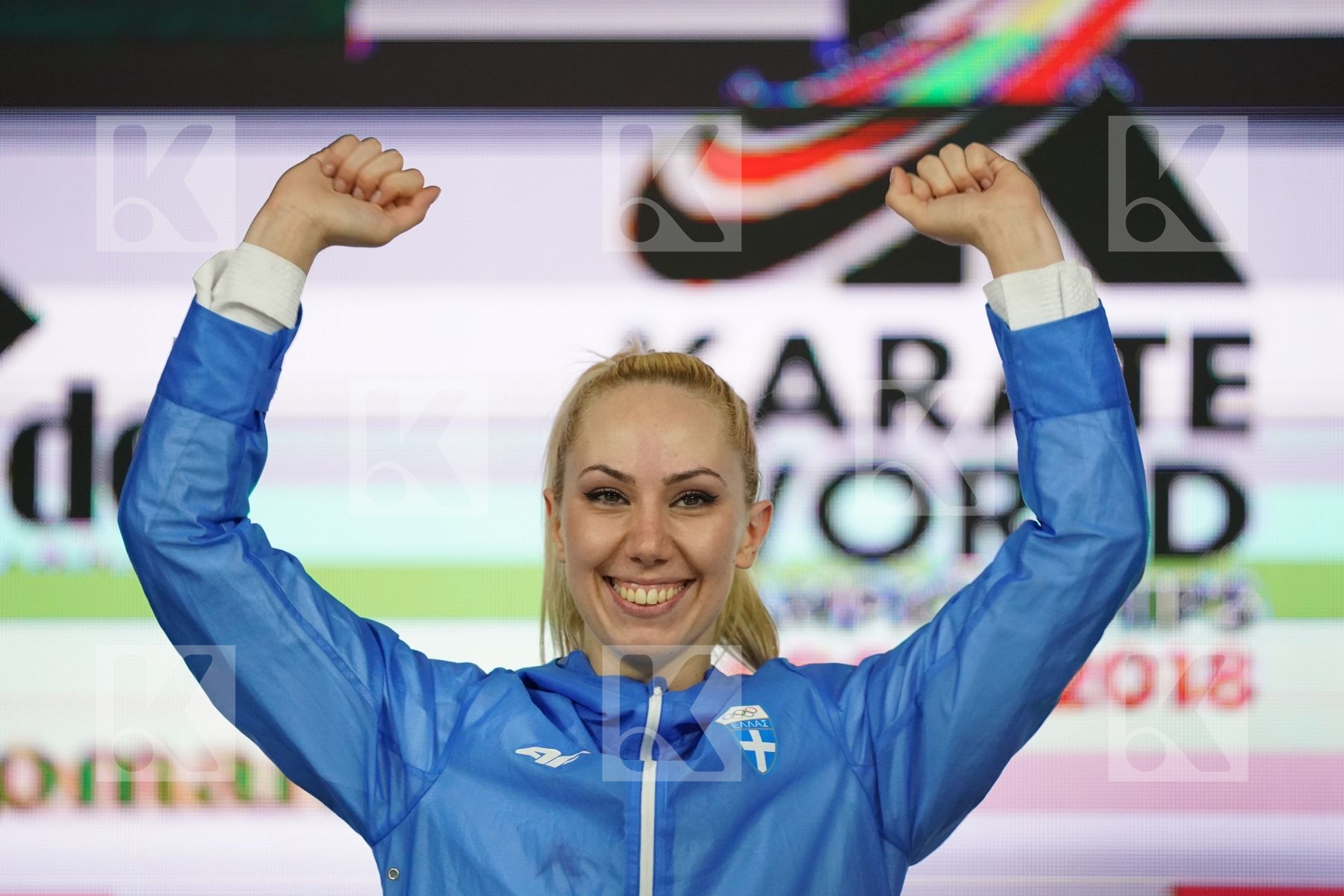 ELENI CHATZILIADOU (GREECE) in Senior Kumite 68+ Kg - Podium ceremony