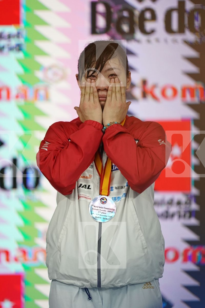 AYUMI UEKUSA (JAPAN) in Senior Kumite 68+ Kg - Podium ceremony