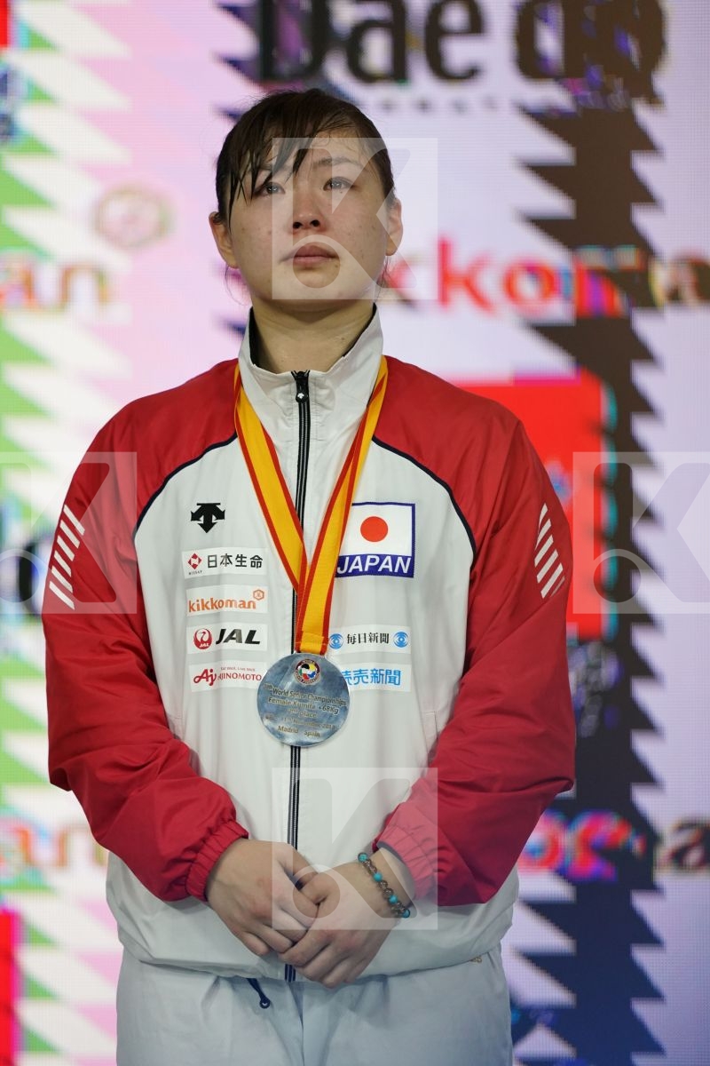 AYUMI UEKUSA (JAPAN) in Senior Kumite 68+ Kg - Podium ceremony