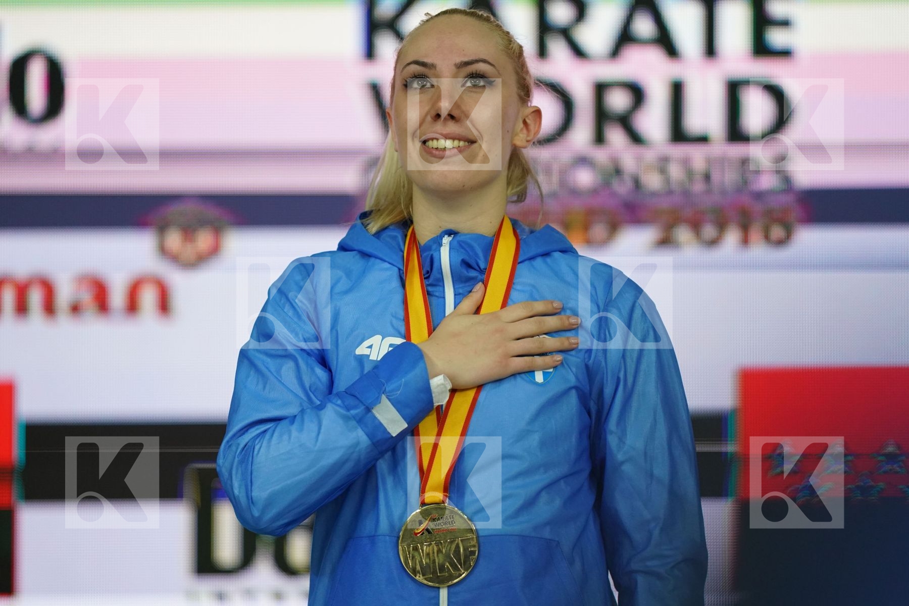 ELENI CHATZILIADOU (GREECE) in Senior Kumite 68+ Kg - Podium ceremony