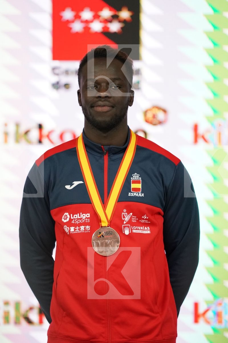 BABACAR SECK SAKHO (SPAIN) in Senior Kumite 84+ Kg - Podium ceremony
