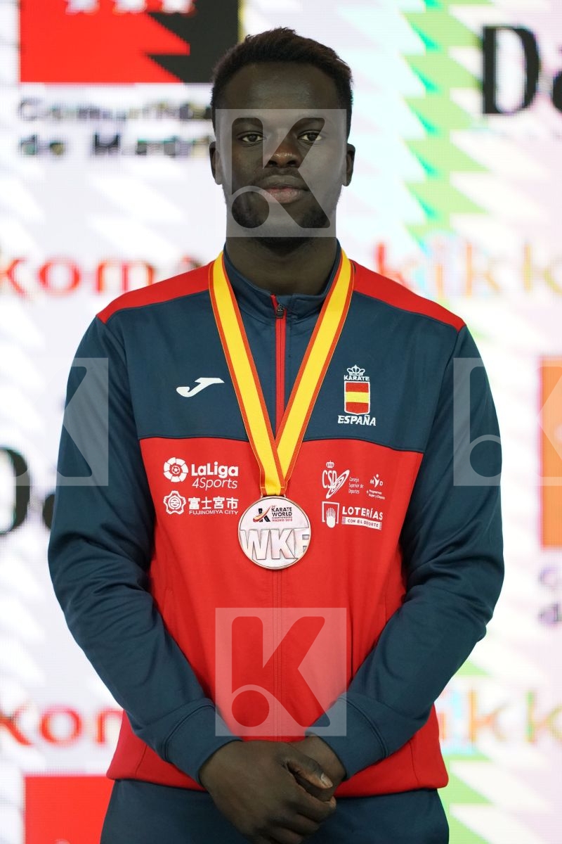 BABACAR SECK SAKHO (SPAIN) in Senior Kumite 84+ Kg - Podium ceremony