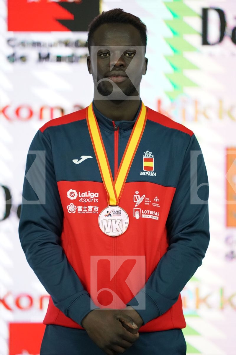 BABACAR SECK SAKHO (SPAIN) in Senior Kumite 84+ Kg - Podium ceremony