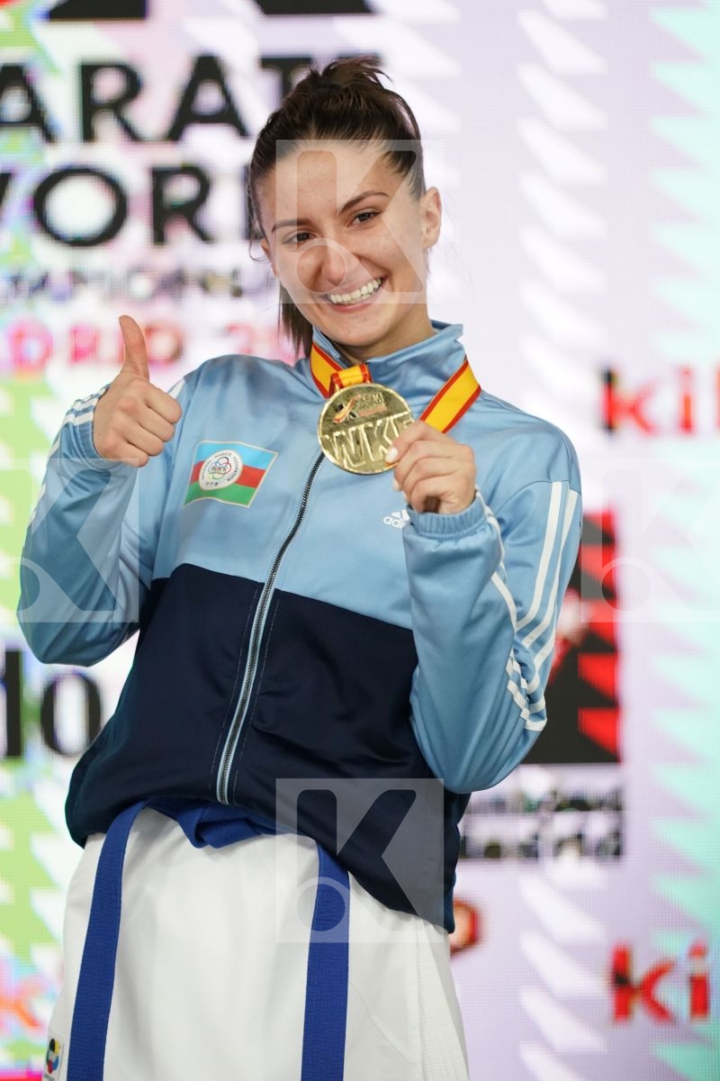 IRINA ZARETSKA (AZERBAIJAN) in Senior Kumite -67 Kg - Podium ceremony