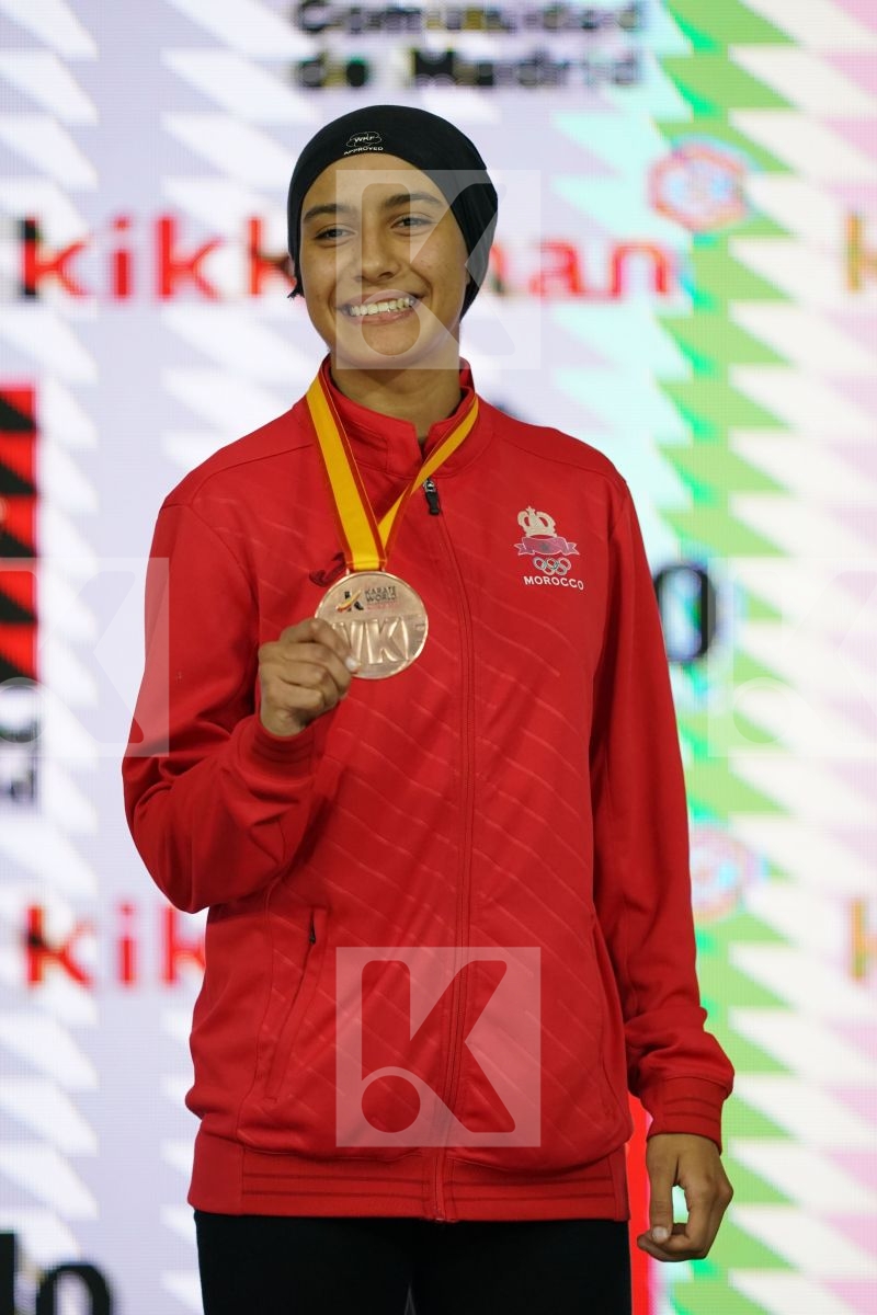 BTISSAM SADINI (MOROCCO) in Senior Kumite -60 Kg - Podium ceremony