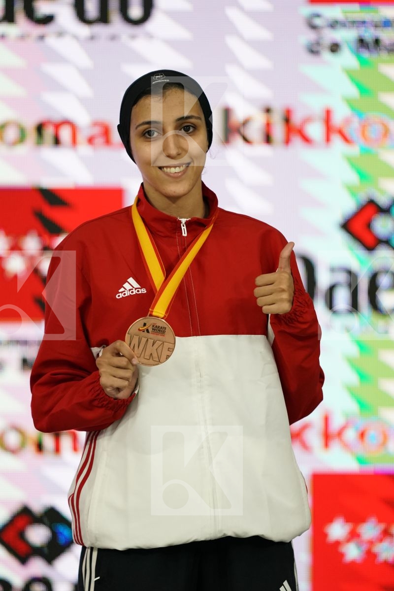 GIANA LOTFY (EGYPT) in Senior Kumite -60 Kg - Podium ceremony
