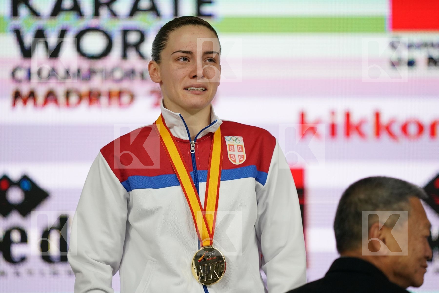 JOVANA PREKOVIC (SERBIA) in Senior Kumite -60 Kg - Podium ceremony