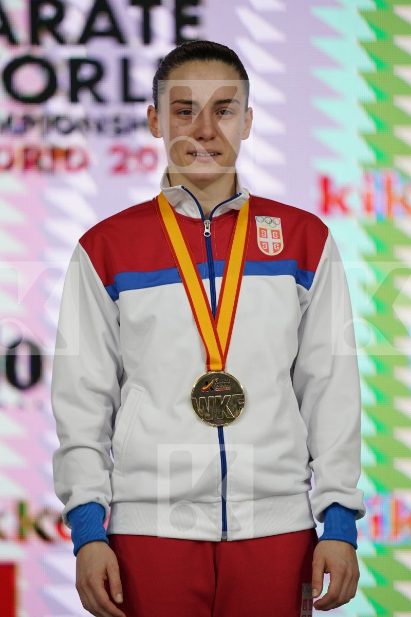 JOVANA PREKOVIC (SERBIA) in Senior Kumite -60 Kg - Podium ceremony