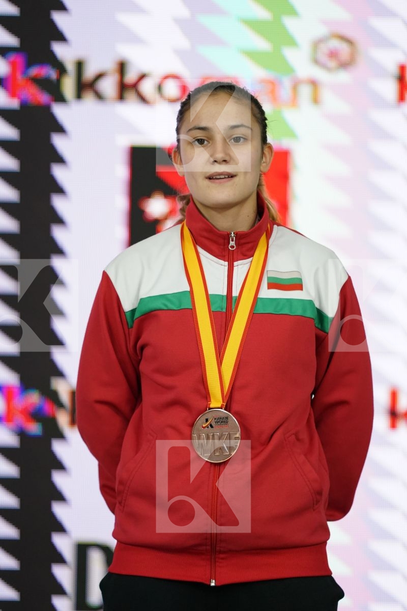 IVET GORANOVA (BULGARIA) in Senior Kumite -55 Kg - Podium ceremony