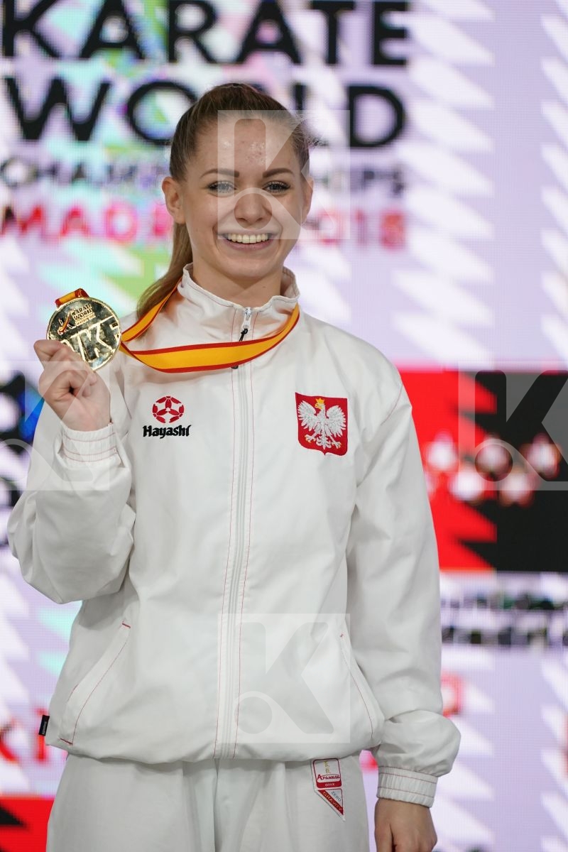 DOROTA BANASZCZYK (POLAND) in Senior Kumite -55 Kg - Podium ceremony