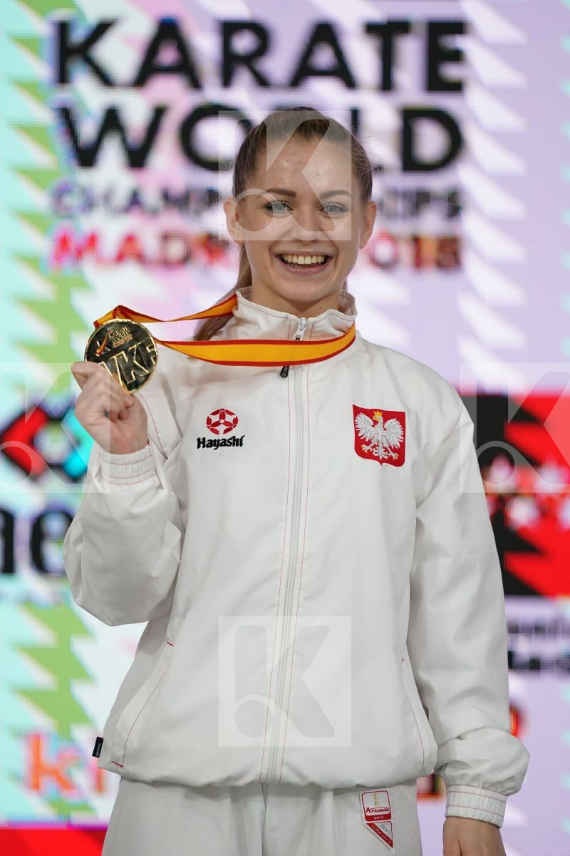 DOROTA BANASZCZYK (POLAND) in Senior Kumite -55 Kg - Podium ceremony