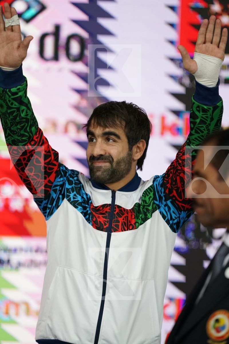 RAFAEL AGHAYEV (AZERBAIJAN) in Senior Kumite Ð 75 Kg - Podium ceremony