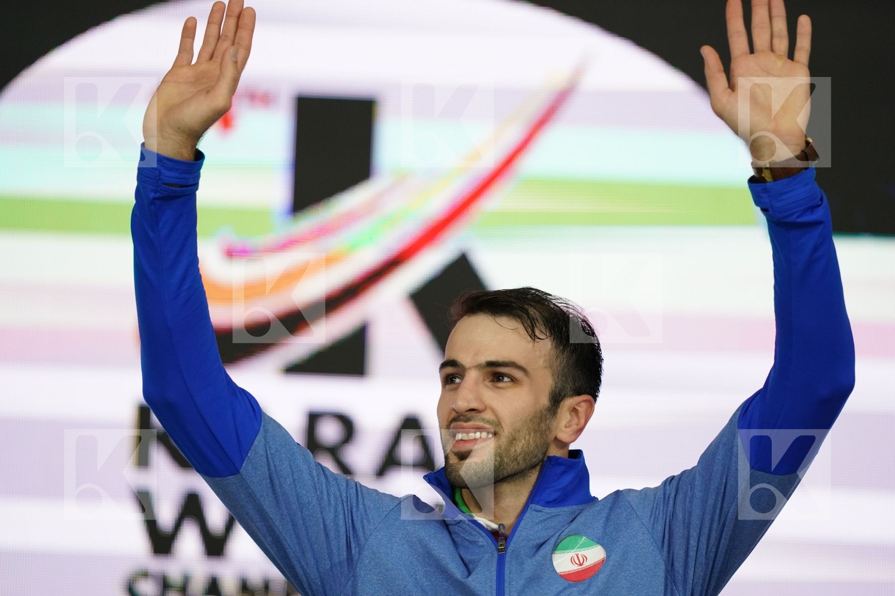 BAHMAN ASGARI GHONCHEH (ISLAMIC REPUBLIC OF IRAN) in Senior Kumite Ð 75 Kg - Podium ceremony