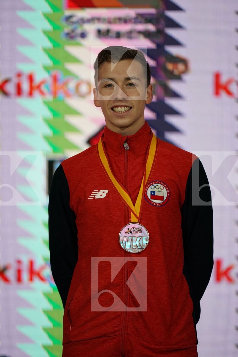 CAMILO VELOZO (CHILE) in Senior Kumite -67 Kg - Podium ceremony