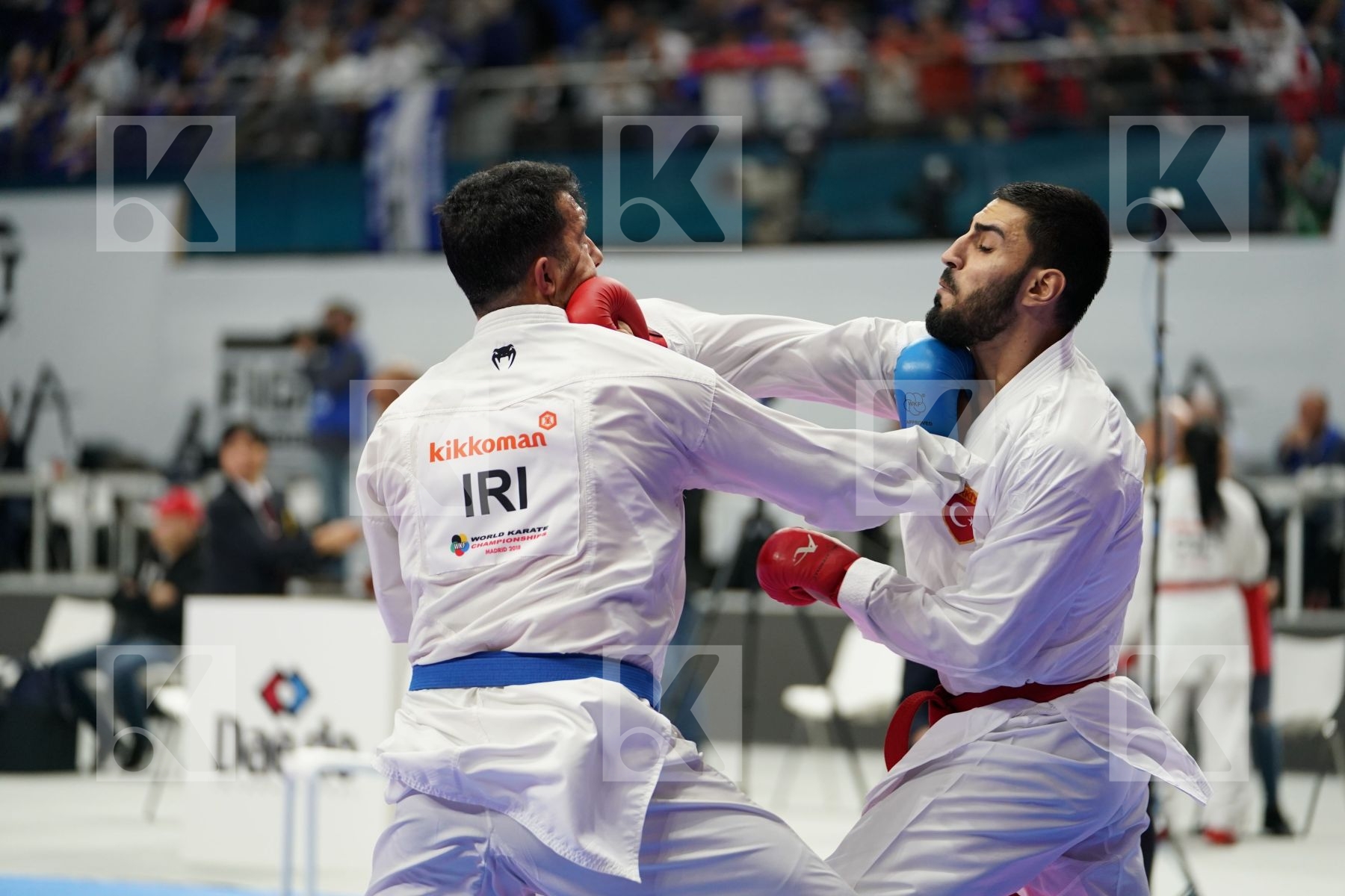 ALPARSLAN YAMANOGLU (TURKEY) vs SAJAD GANJZADEH (ISLAMIC REPUBLIC OF IRAN) in Senior Kumite 84+ Kg - Qualification