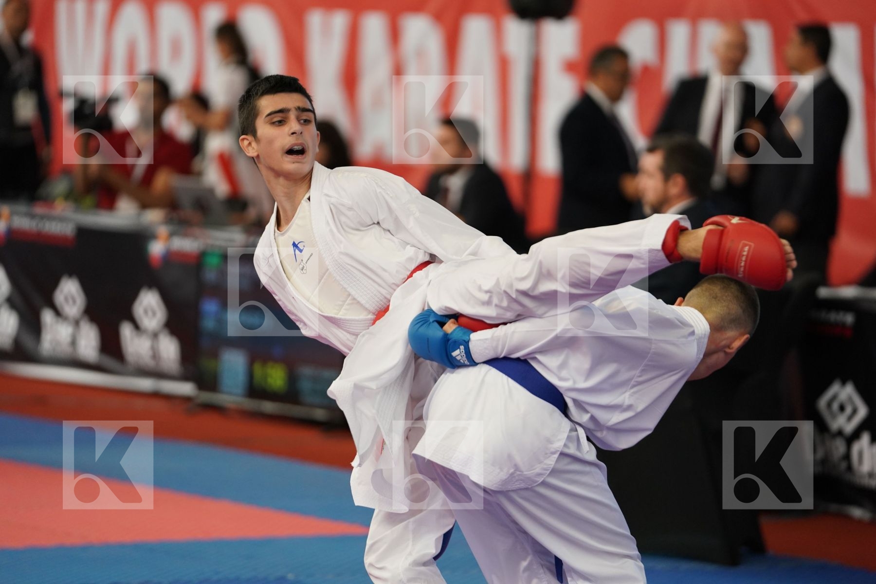 AKHMEDOV AKHMED (RUSSIAN FEDERATION) vs KOSTOV BOJAN (NORTH MACEDONIA) in Cadet Kumite Male -52 Kg - Bronze bout