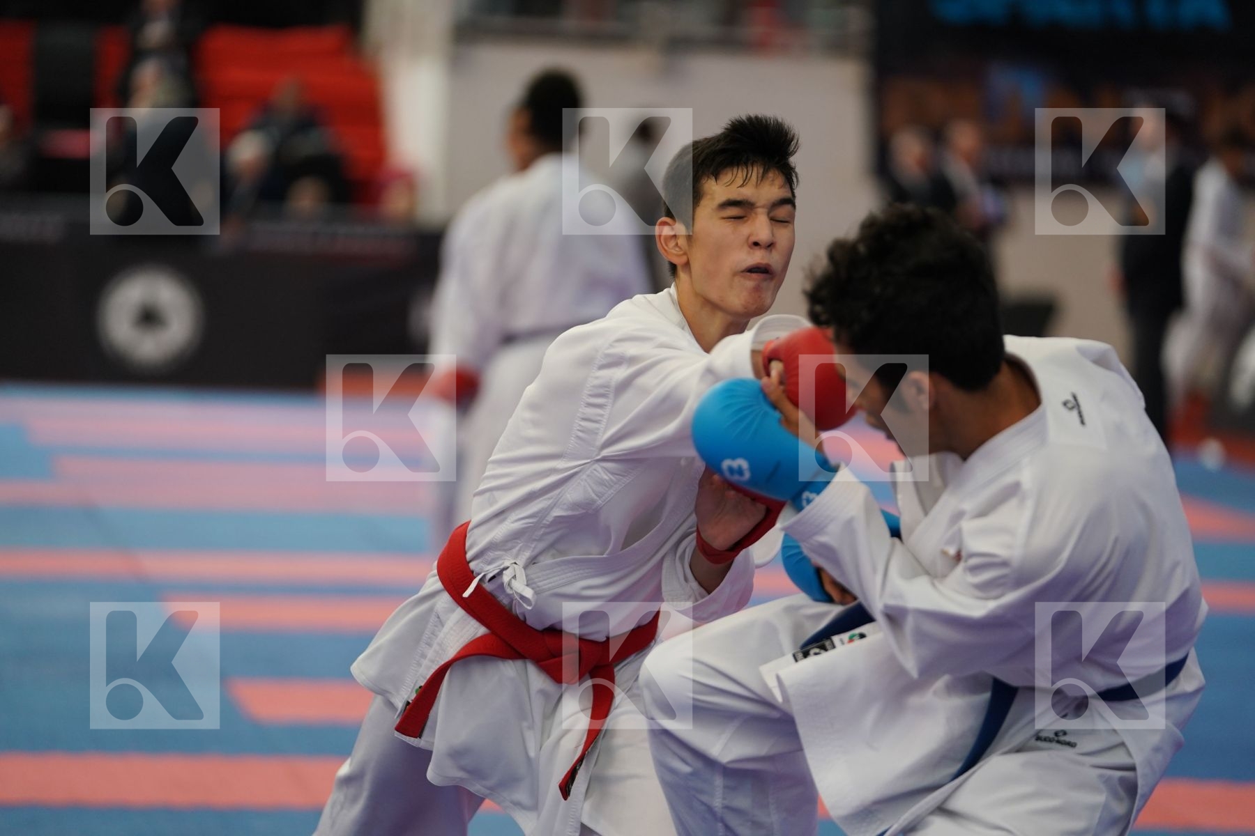 MUKHAT AIDOS (KAZAKHSTAN) vs VON PLATEN HALLERMUND AUGUST (DENMARK) in Cadet Kumite Male -63 Kg - Bronze bout