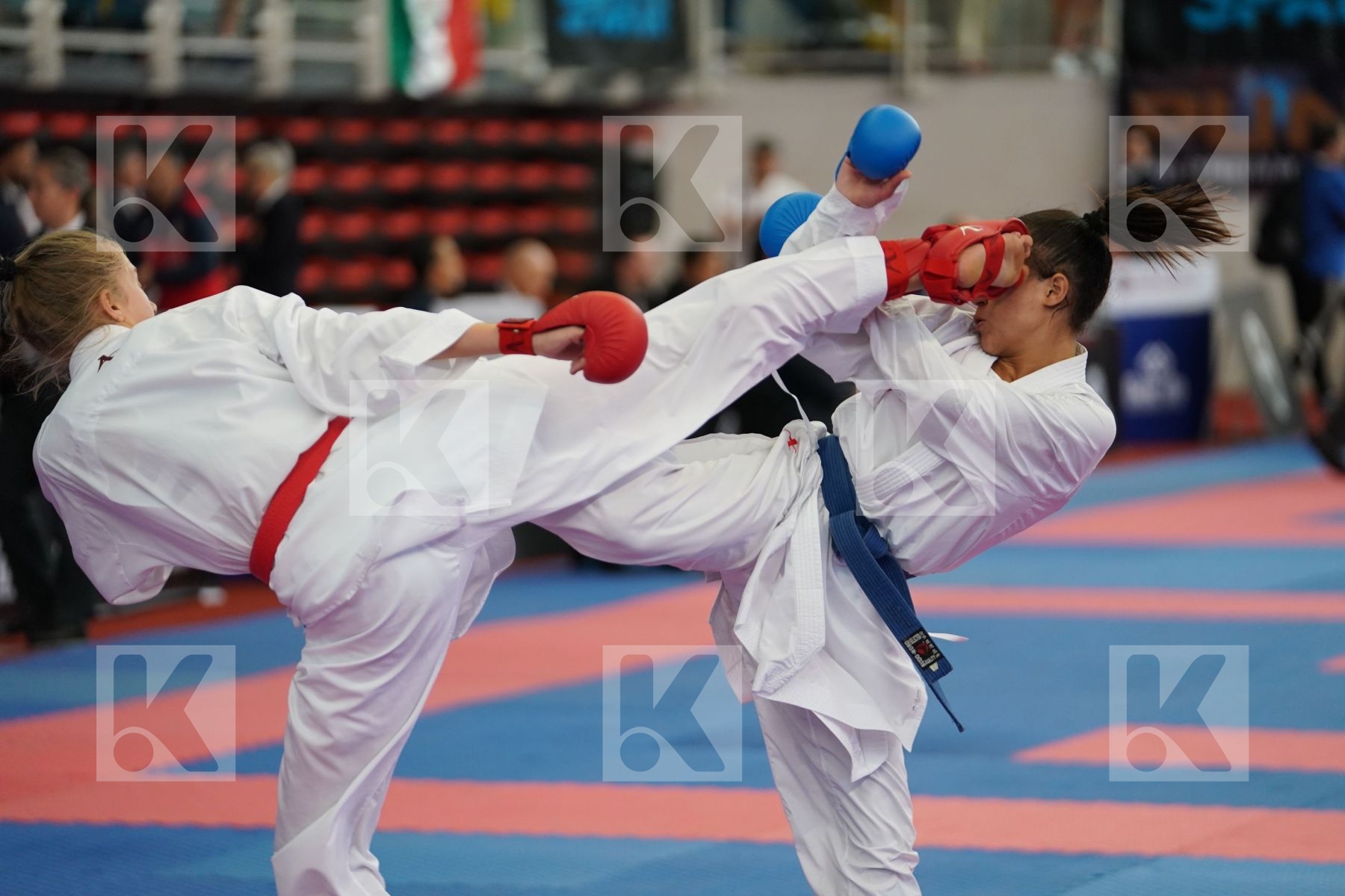 MUKHAT AIDOS (KAZAKHSTAN) vs VON PLATEN HALLERMUND AUGUST (DENMARK) in Cadet Kumite Male -63 Kg - Bronze bout