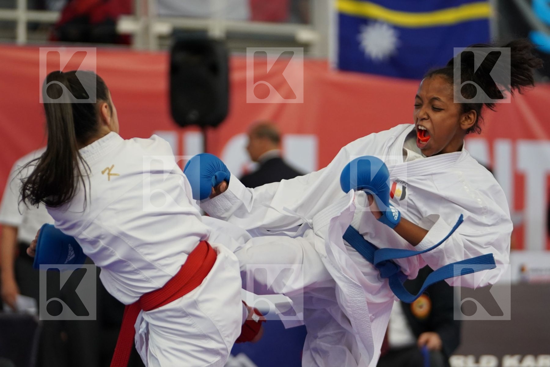 OZDEMIR MUSERREF (TURKEY) vs SOROUR FATMA (EGYPT) in Cadet Kumite Female -47 Kg - Podium ceremony