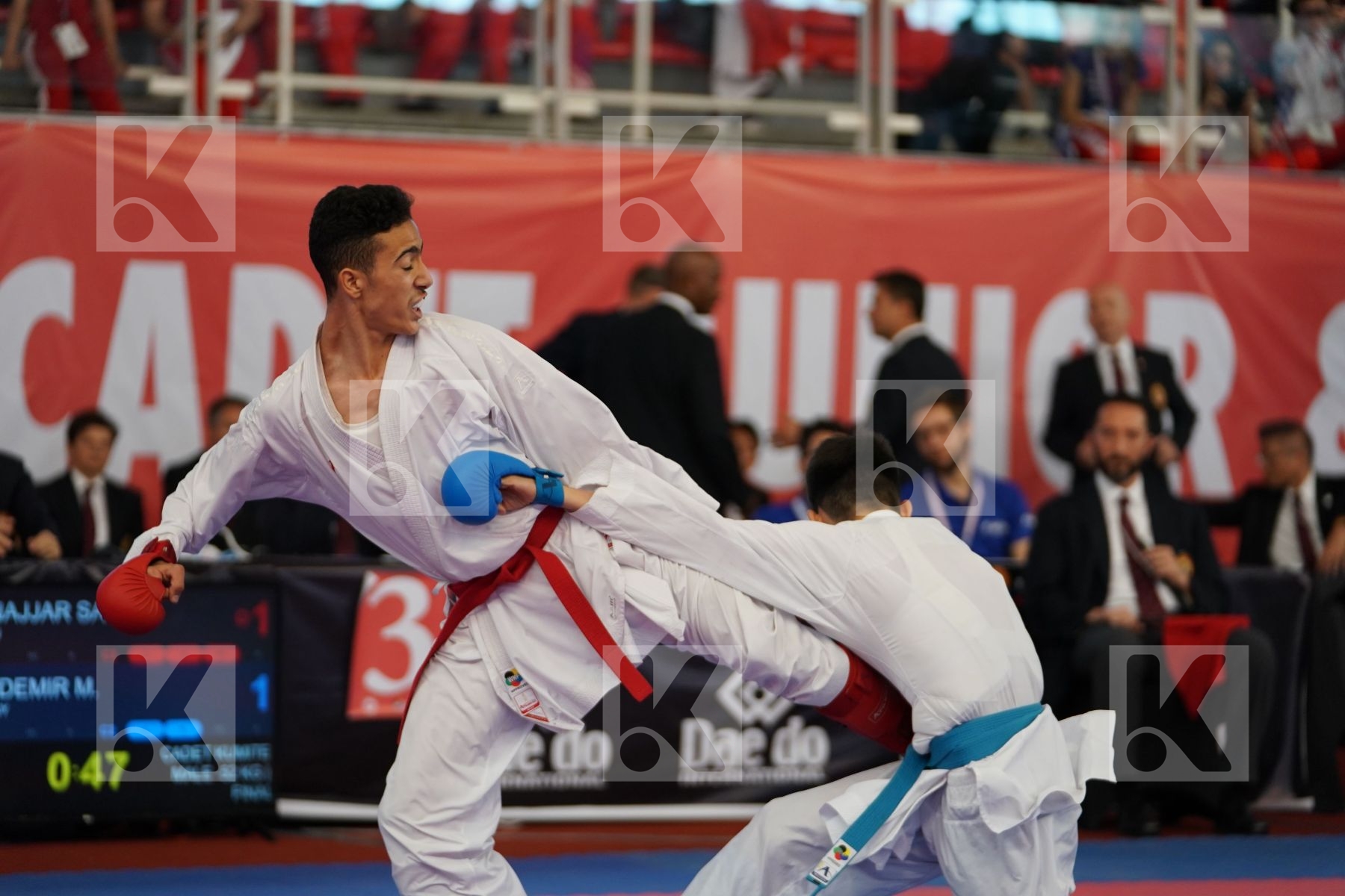 AL NAJJAR SAEED (JORDAN) vs OEZDEMIR MUHAMMED (GERMANY) in Cadet Kumite Male -52 Kg - Podium ceremony