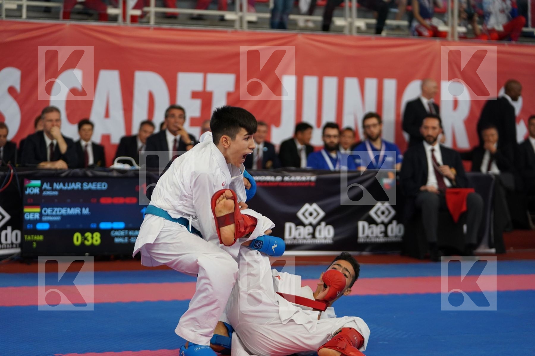 AL NAJJAR SAEED (JORDAN) vs OEZDEMIR MUHAMMED (GERMANY) in Cadet Kumite Male -52 Kg - Podium ceremony