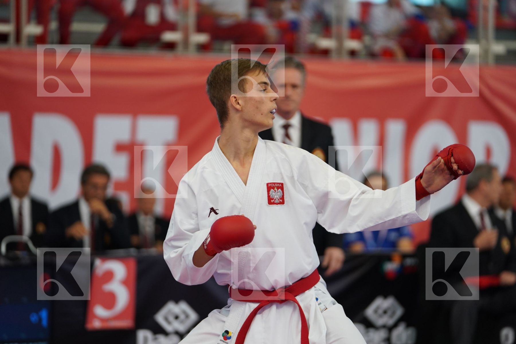 DZIUDA DOMINIK (POLAND) vs KURT ENES FATIH (TURKEY) in Cadet Kumite Male -57 Kg - Podium ceremony