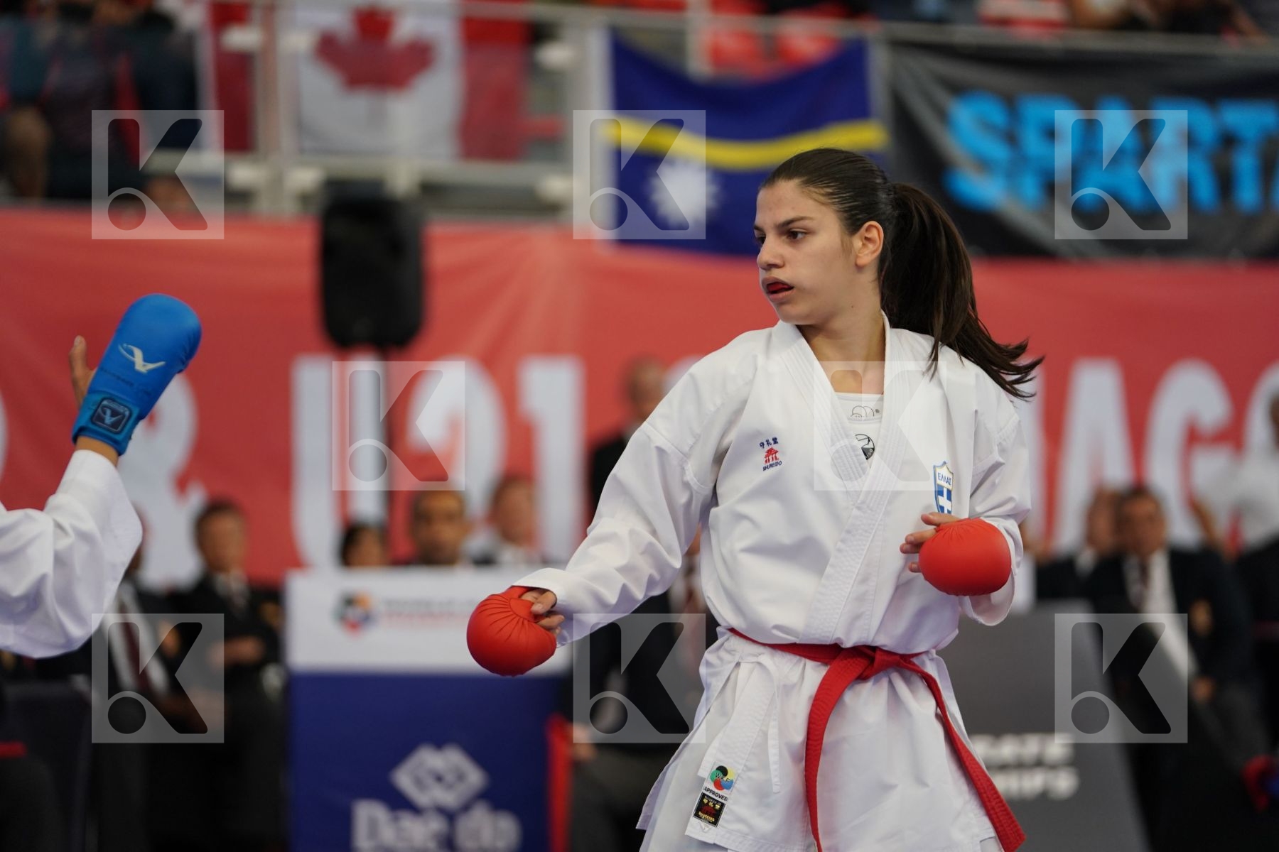 OUHRA AYA (MOROCCO) vs CHRYSOPOULOU KONSTANTINA (GREECE) in Cadet Kumite Female 54+ Kg - Podium ceremony