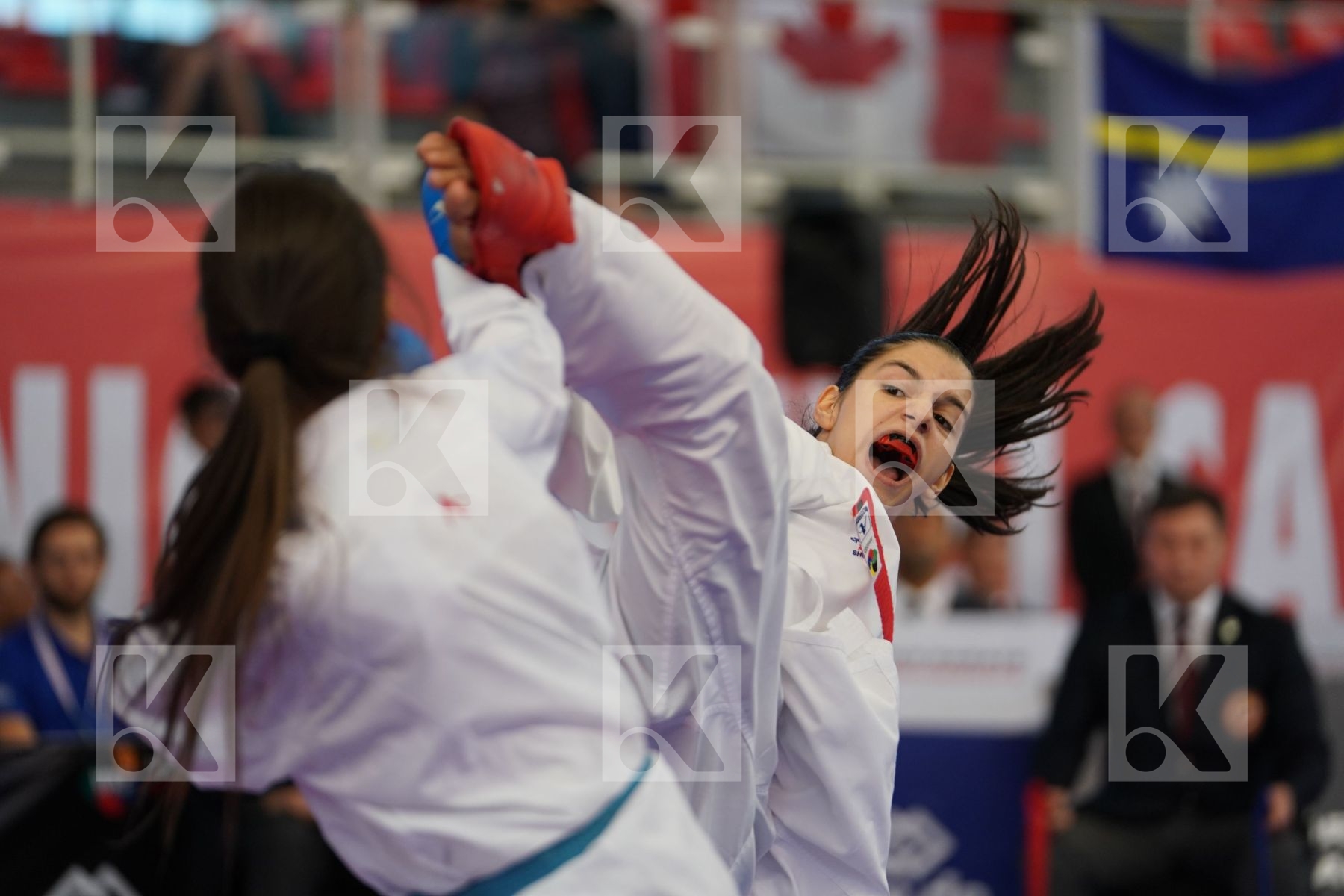 OUHRA AYA (MOROCCO) vs CHRYSOPOULOU KONSTANTINA (GREECE) in Cadet Kumite Female 54+ Kg - Podium ceremony