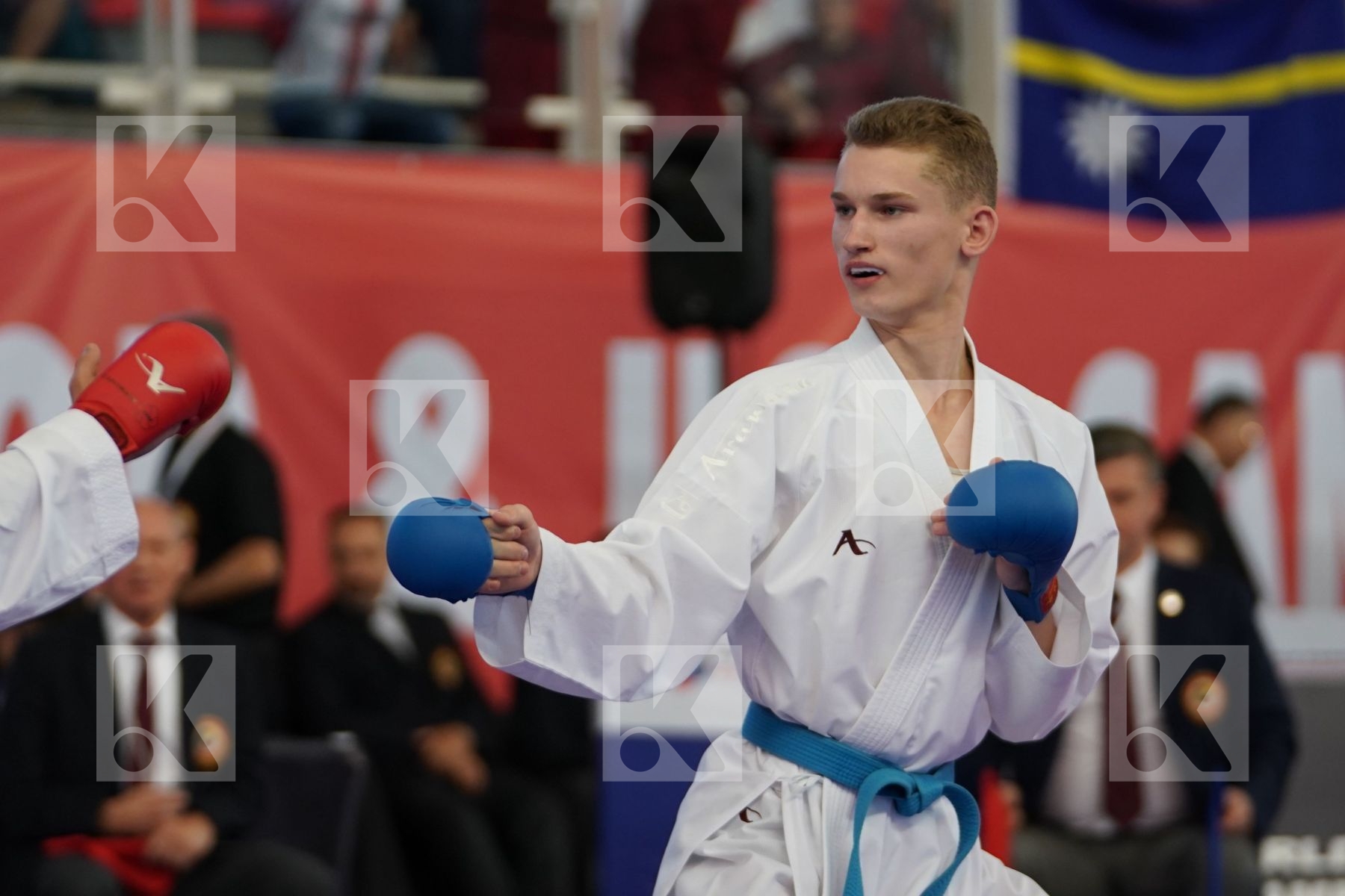 YURUR OMER FARUK (TURKEY) vs STEPANOVS ARTURS (LATVIA) in Cadet Kumite Male -63 Kg - Podium ceremony