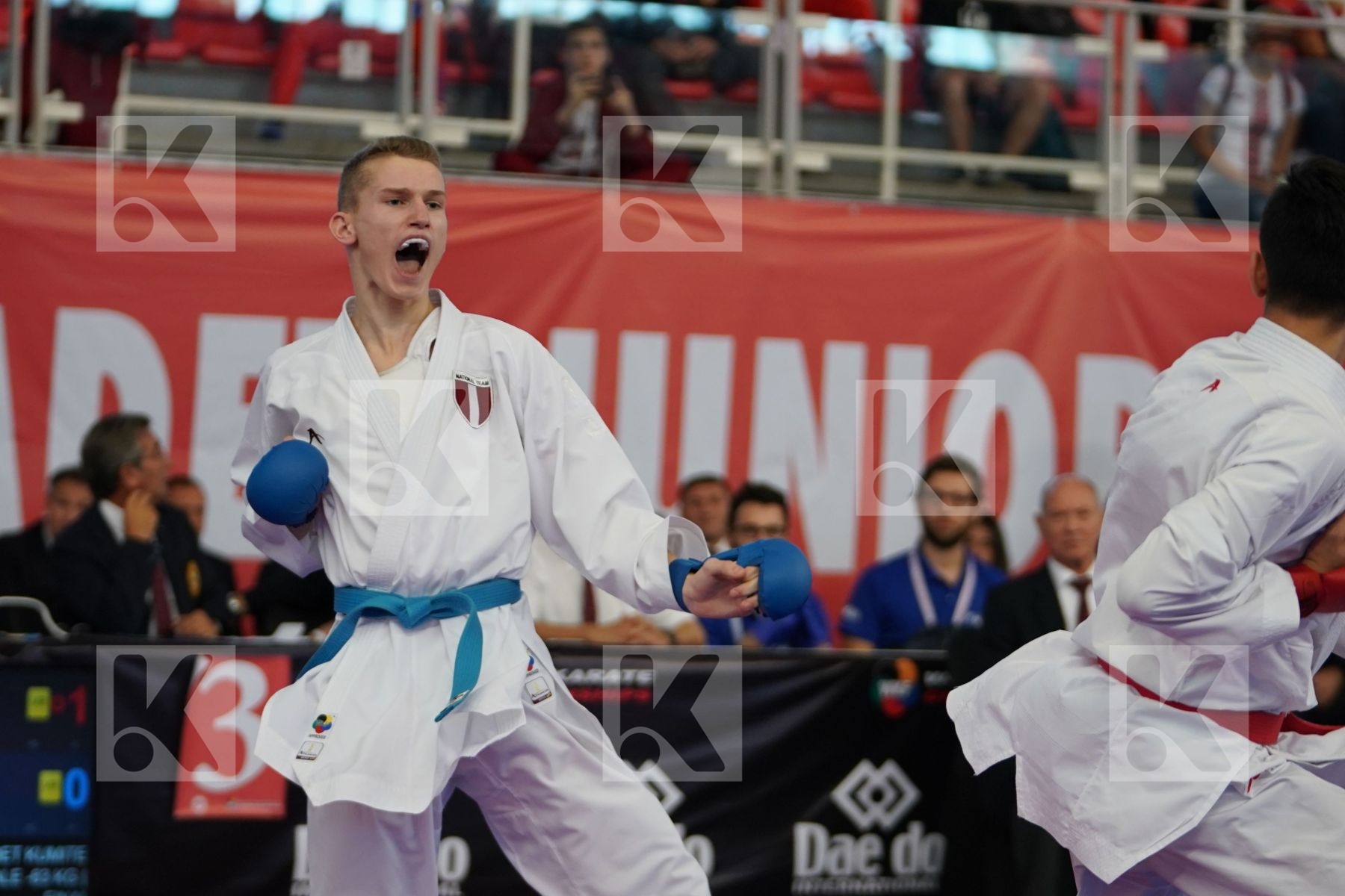 YURUR OMER FARUK (TURKEY) vs STEPANOVS ARTURS (LATVIA) in Cadet Kumite Male -63 Kg - Podium ceremony