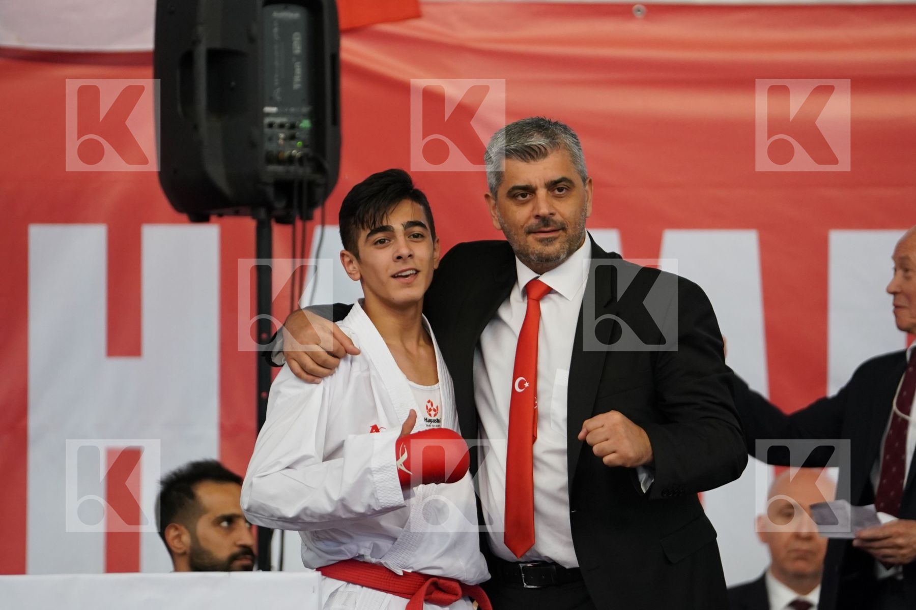 YURUR OMER FARUK (TURKEY) vs STEPANOVS ARTURS (LATVIA) in Cadet Kumite Male -63 Kg - Podium ceremony