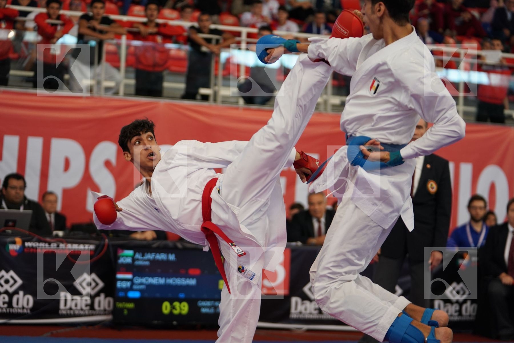 ALJAFARI MOHAMMAD (JORDAN) vs GHONEM HOSSAM (EGYPT) in Cadet Kumite Male -70 Kg - Podium ceremony