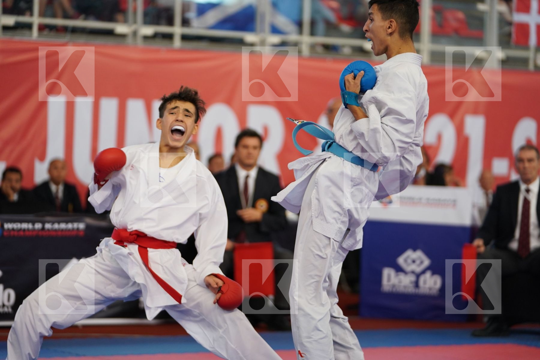 HELASSA AYOUB ANIS (ALGERIA) vs JINA ABDEL ALI (MOROCCO) in Junior Kumite Male -55 Kg - Podium ceremony