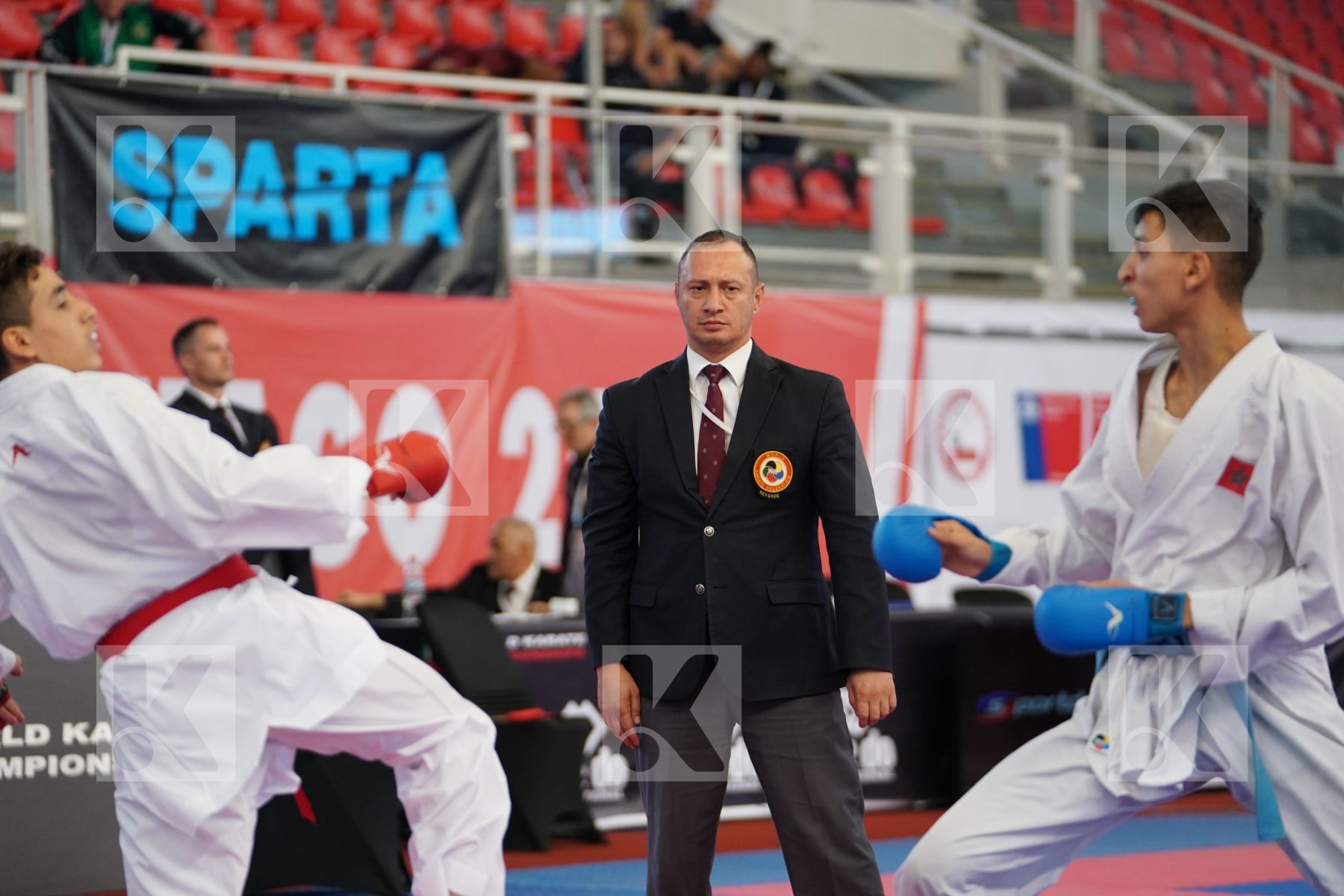 HELASSA AYOUB ANIS (ALGERIA) vs JINA ABDEL ALI (MOROCCO) in Junior Kumite Male -55 Kg - Podium ceremony