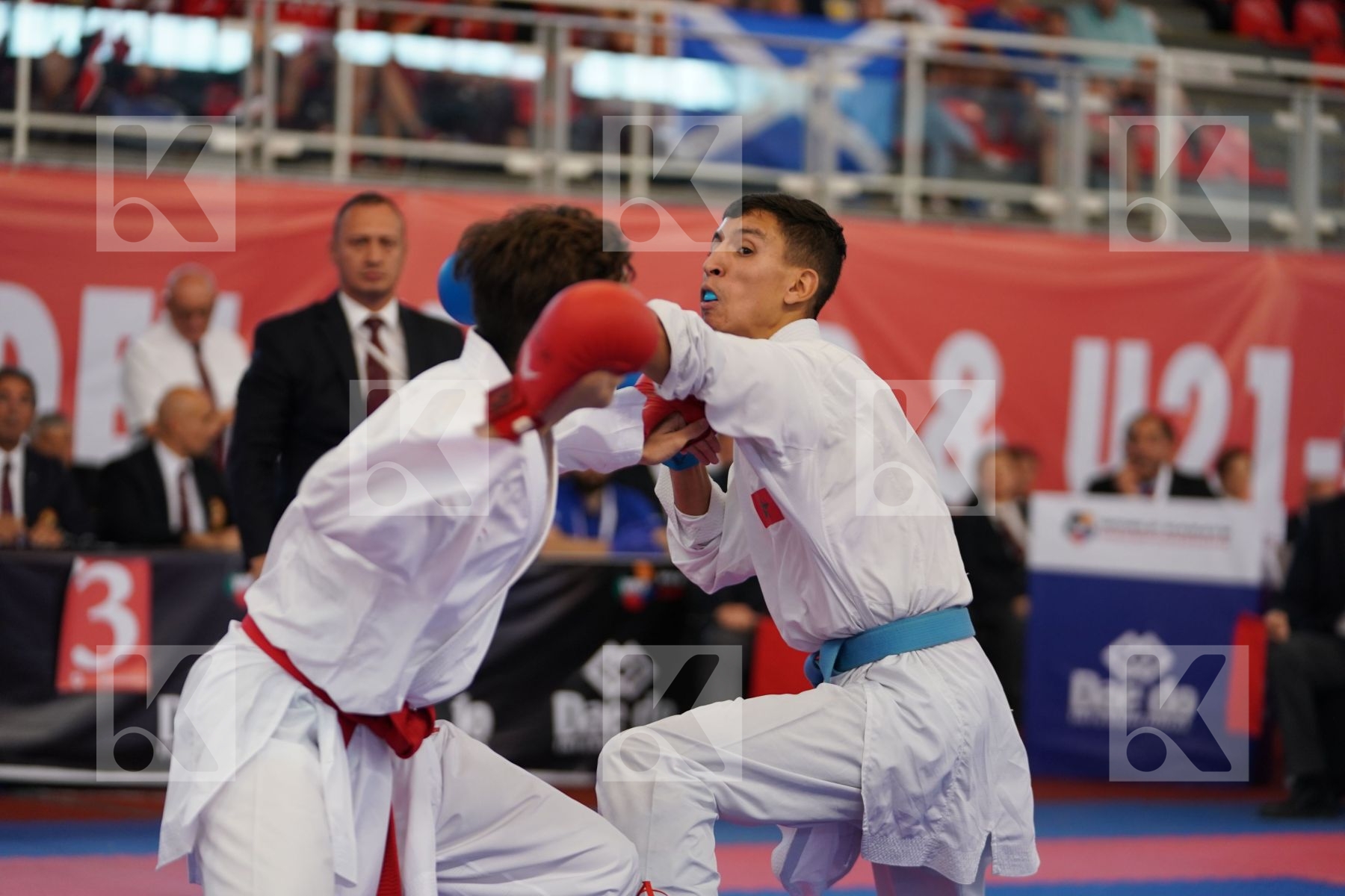 HELASSA AYOUB ANIS (ALGERIA) vs JINA ABDEL ALI (MOROCCO) in Junior Kumite Male -55 Kg - Podium ceremony