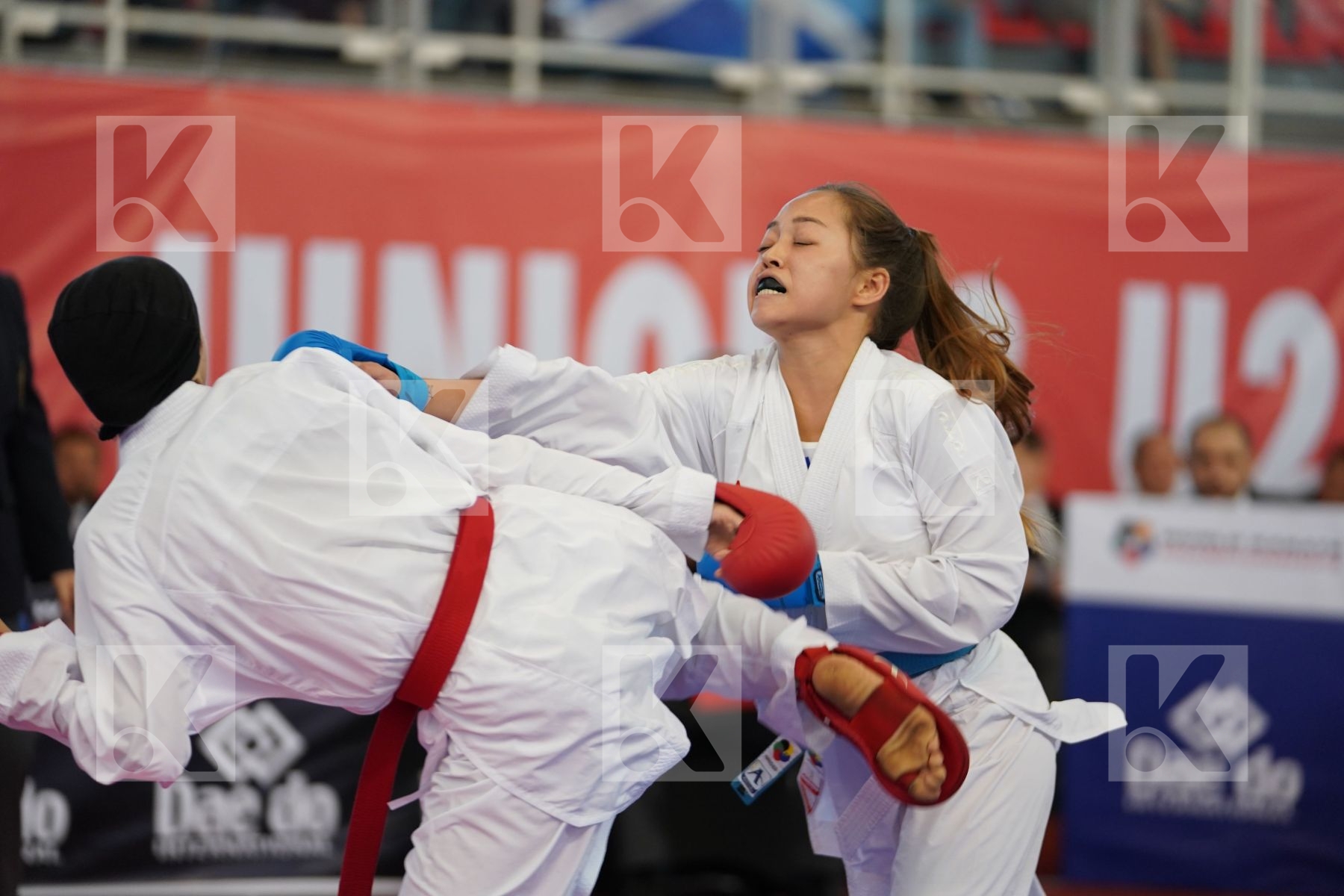 ELGEWILY YASMIN NASR (EGYPT) vs GRIGOREVA ELIZAVETA (RUSSIAN FEDERATION) in Junior Kumite Female -48 Kg - Podium ceremony