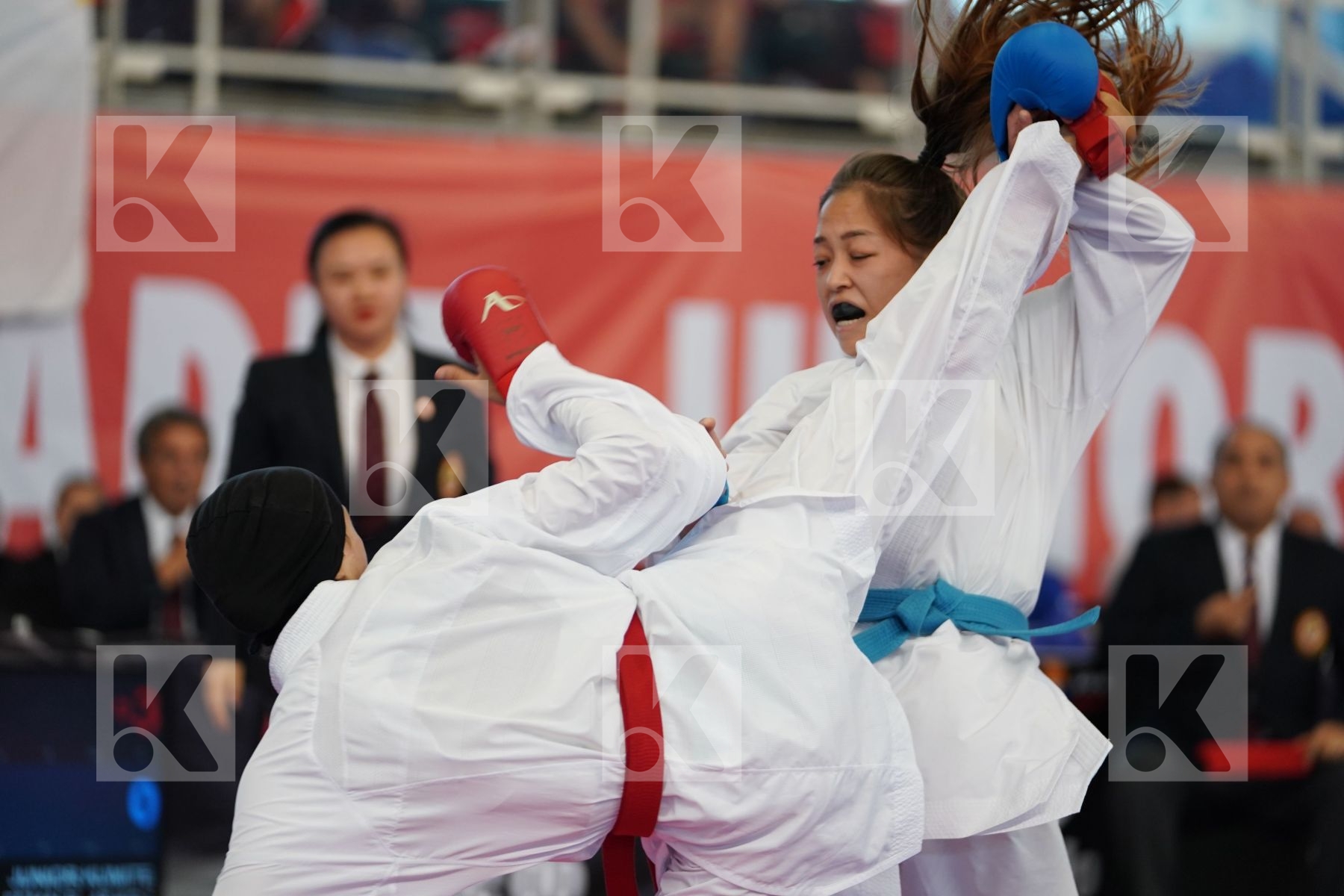 ELGEWILY YASMIN NASR (EGYPT) vs GRIGOREVA ELIZAVETA (RUSSIAN FEDERATION) in Junior Kumite Female -48 Kg - Podium ceremony