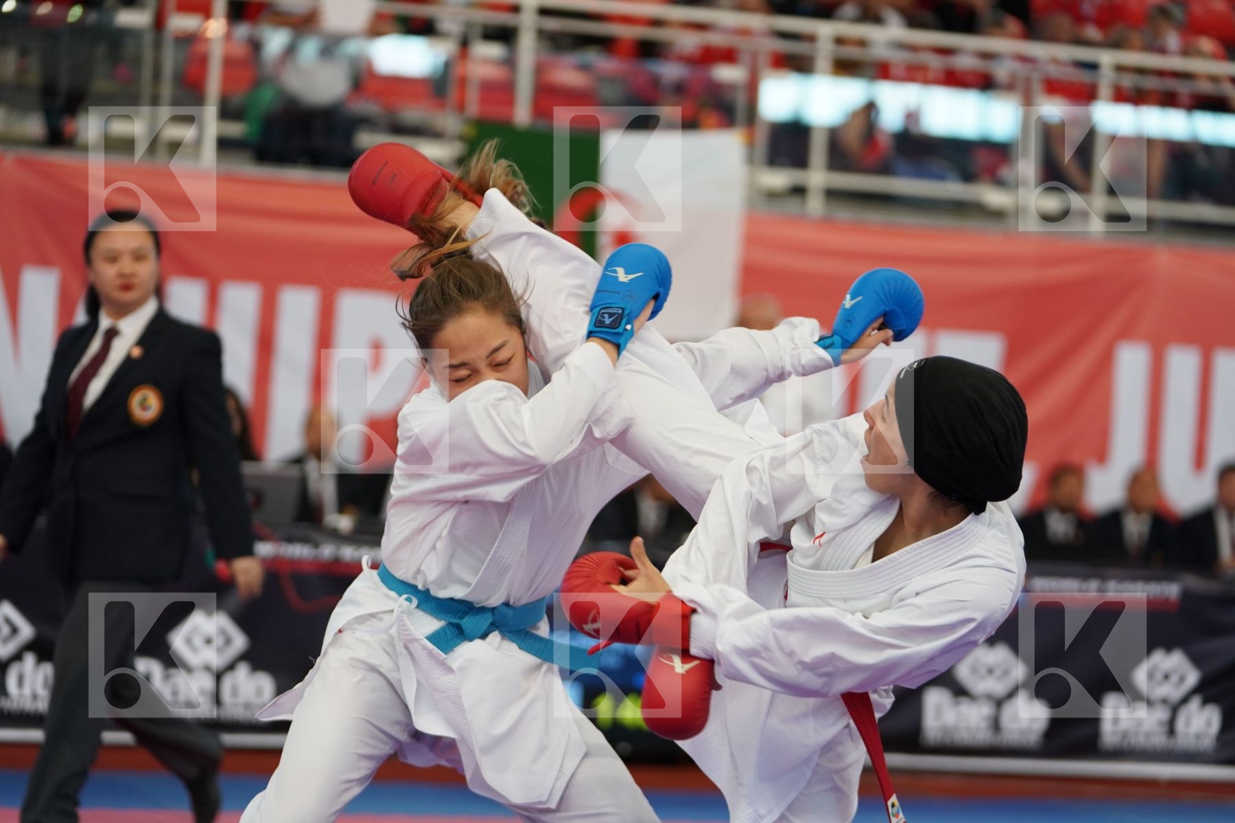 ELGEWILY YASMIN NASR (EGYPT) vs GRIGOREVA ELIZAVETA (RUSSIAN FEDERATION) in Junior Kumite Female -48 Kg - Podium ceremony