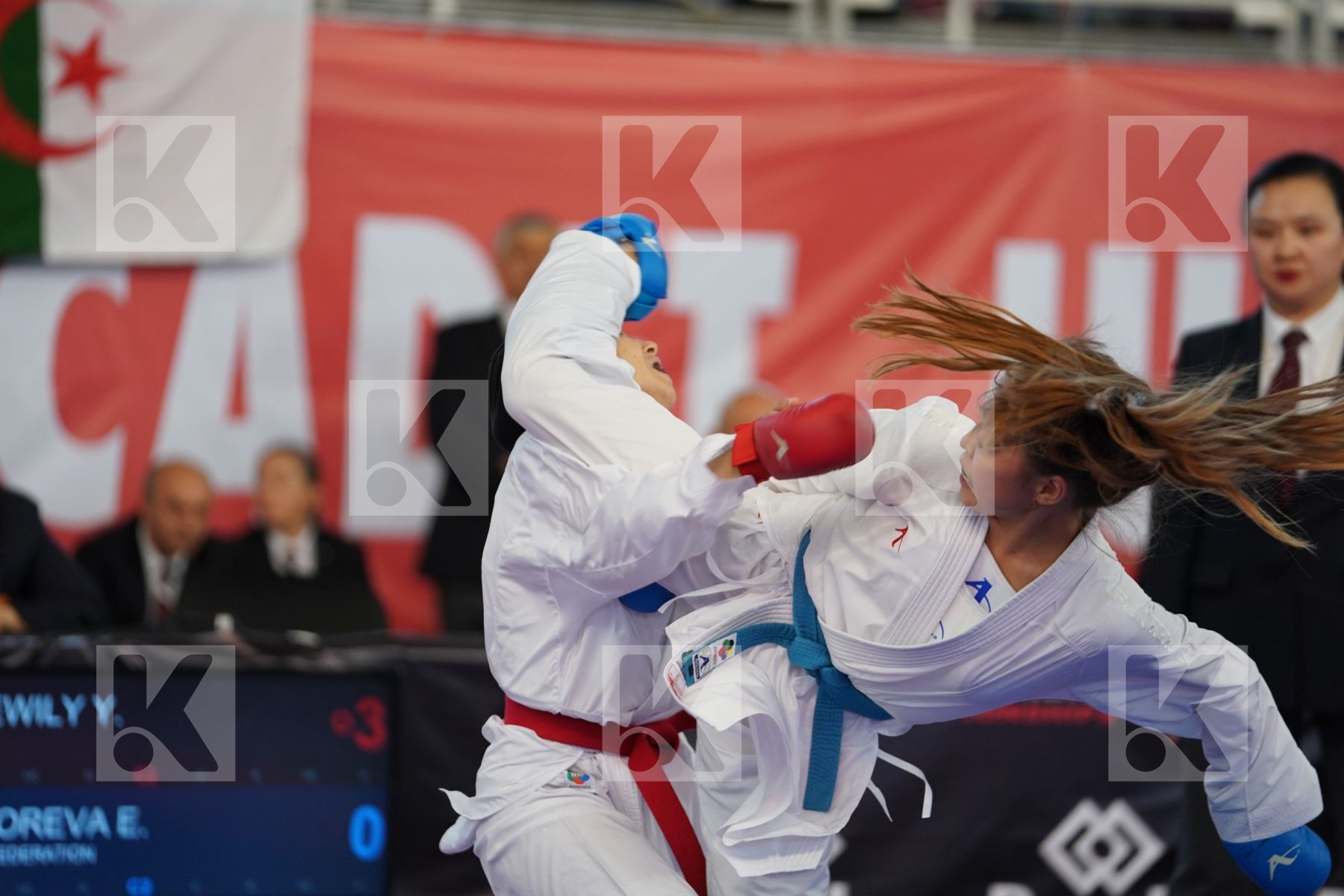 ELGEWILY YASMIN NASR (EGYPT) vs GRIGOREVA ELIZAVETA (RUSSIAN FEDERATION) in Junior Kumite Female -48 Kg - Podium ceremony