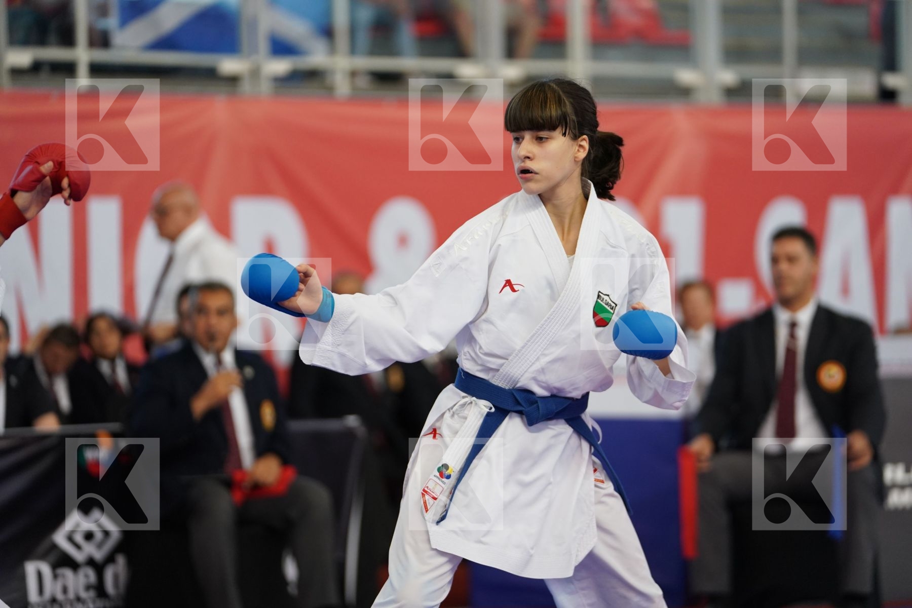 CHARIF ASSMA (FRANCE) vs KAMENOVA IVANA (BULGARIA) in Junior Kumite Female -53Kg - Podium ceremony