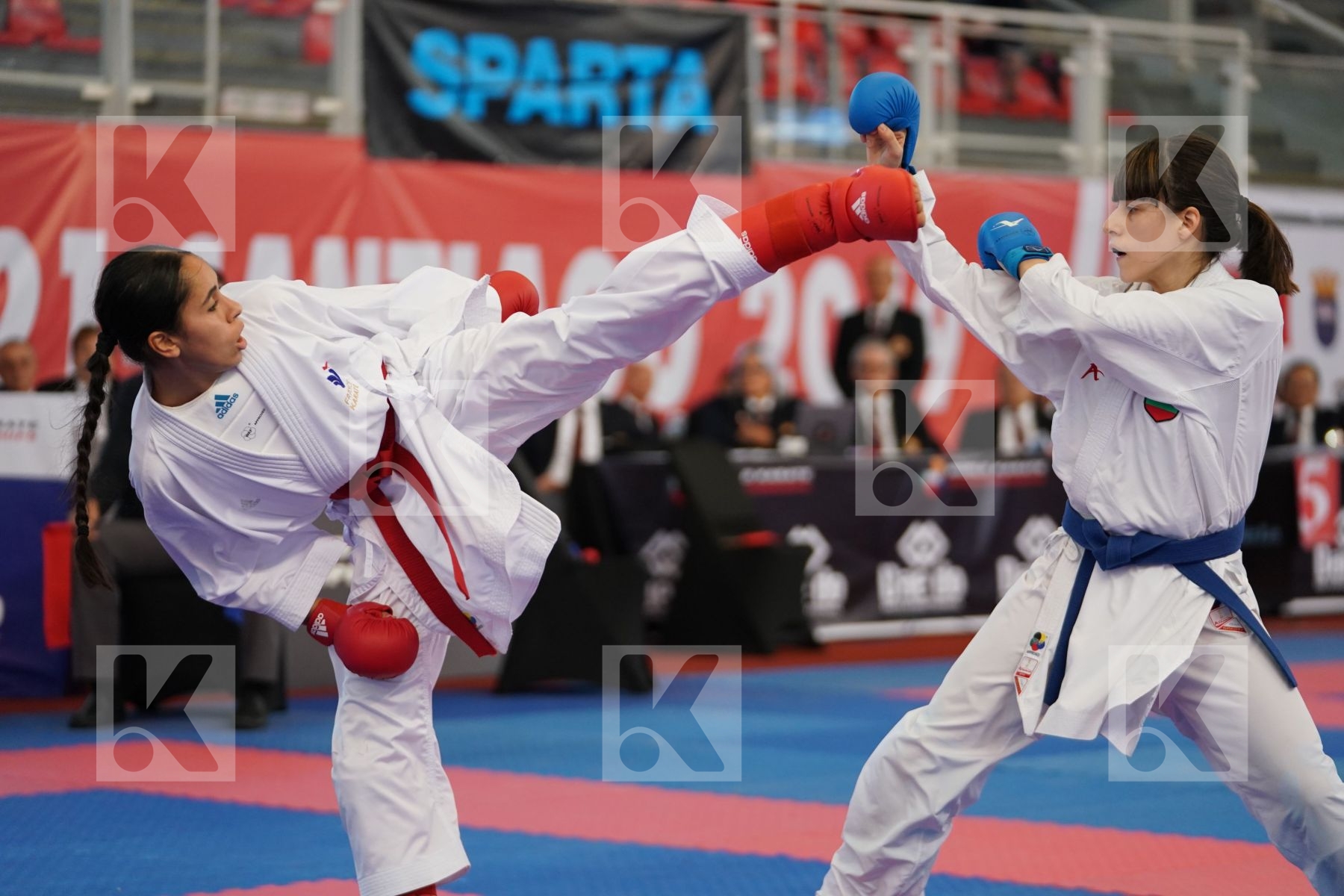 CHARIF ASSMA (FRANCE) vs KAMENOVA IVANA (BULGARIA) in Junior Kumite Female -53Kg - Podium ceremony