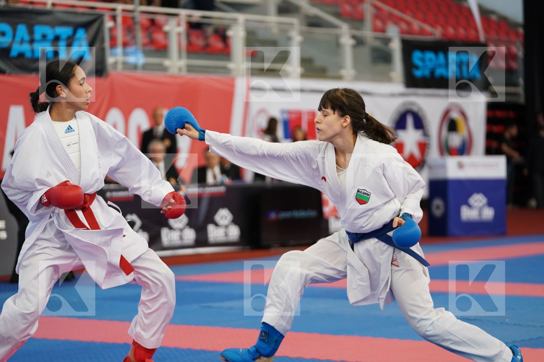 CHARIF ASSMA (FRANCE) vs KAMENOVA IVANA (BULGARIA) in Junior Kumite Female -53Kg - Podium ceremony