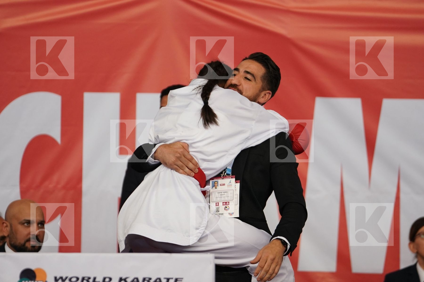 CHARIF ASSMA (FRANCE) vs KAMENOVA IVANA (BULGARIA) in Junior Kumite Female -53Kg - Podium ceremony