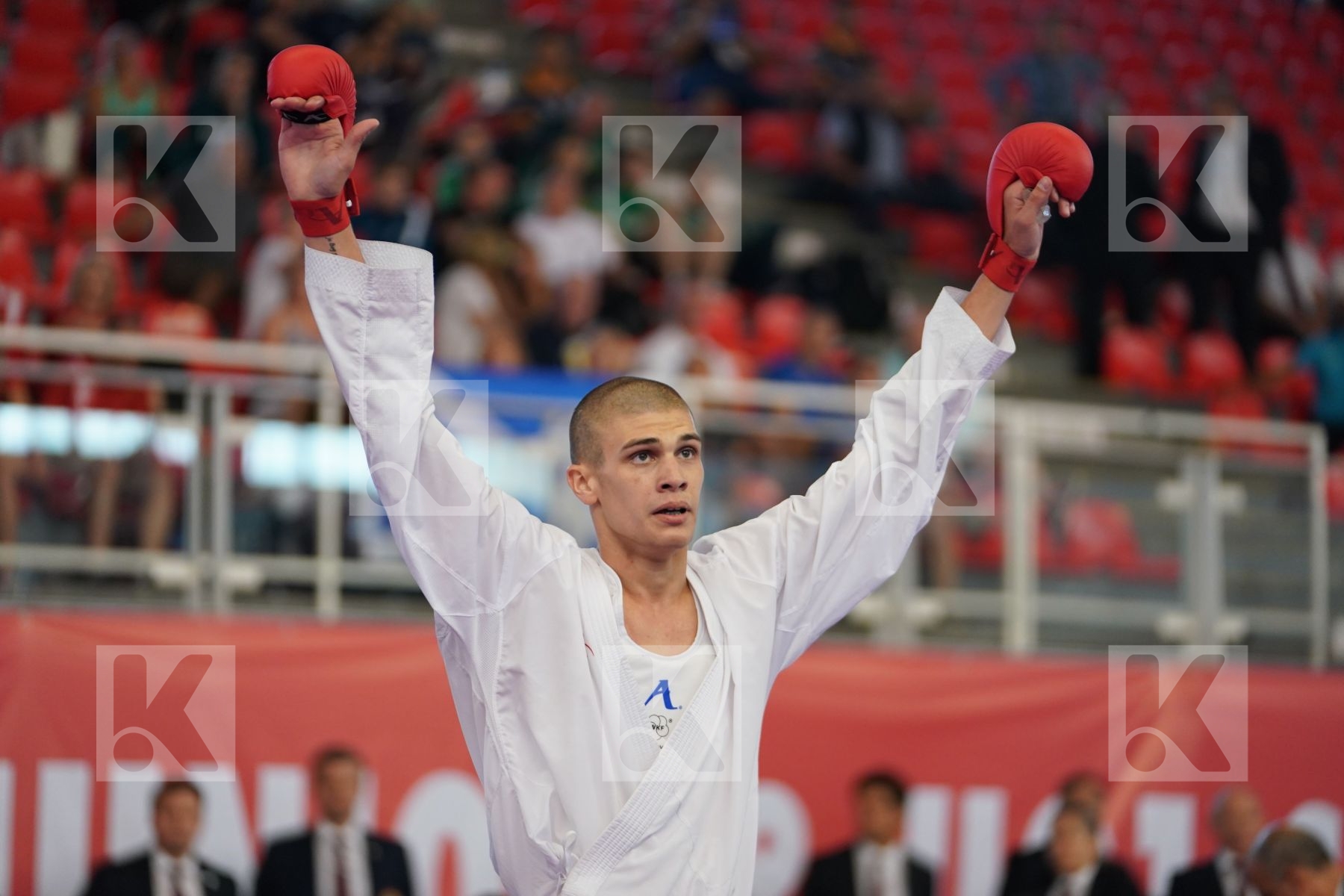 BOSKOVIC BOJAN (MONTENEGRO) vs GRETSKII DANIIL (RUSSIAN FEDERATION) in Junior Kumite Male -68 Kg - Podium ceremony