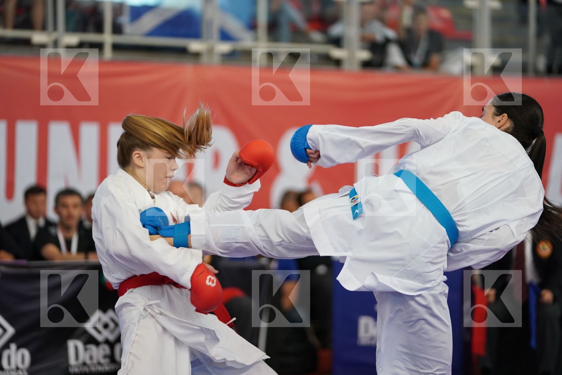 PEROVIC IVANA (SERBIA) vs HANDELSBY NORA BENEDICTE (NORWAY) in Junior Kumite Female -59 Kg - Podium ceremony