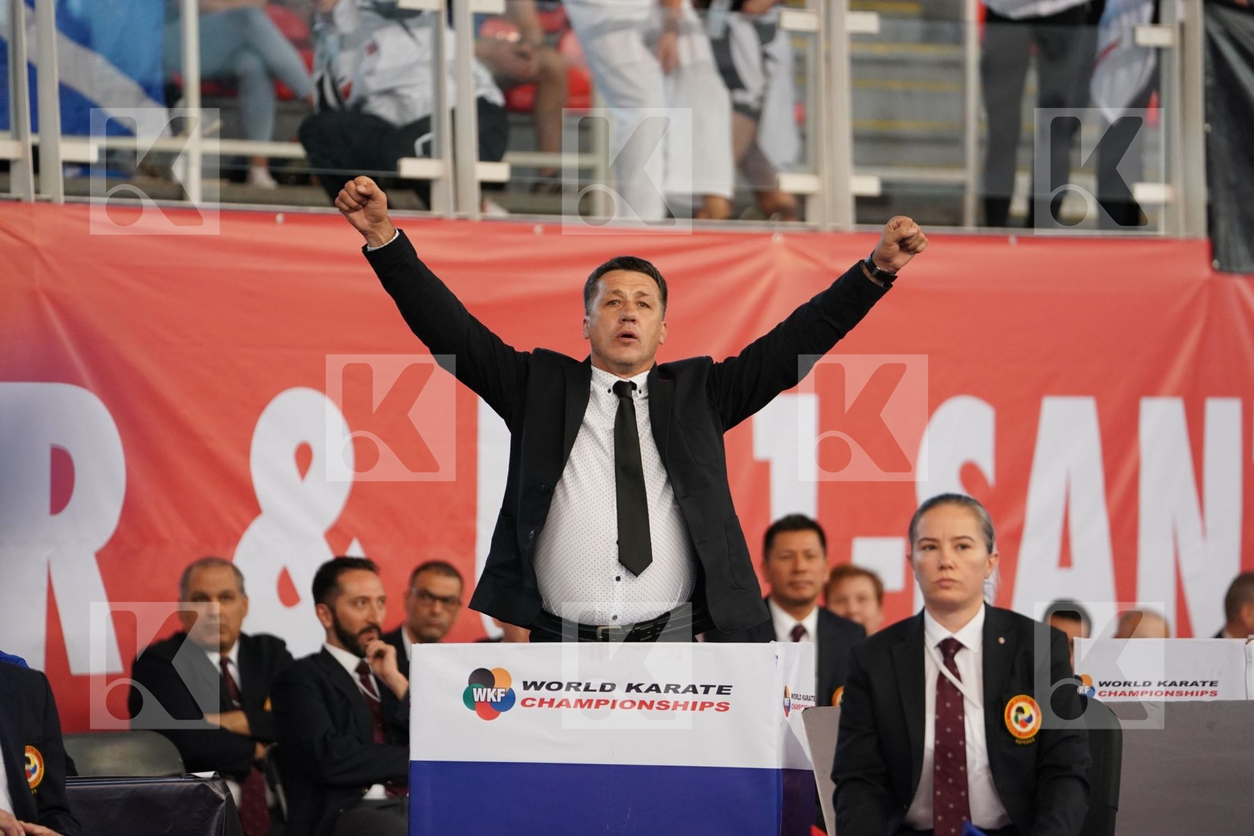 PEROVIC IVANA (SERBIA) vs HANDELSBY NORA BENEDICTE (NORWAY) in Junior Kumite Female -59 Kg - Podium ceremony