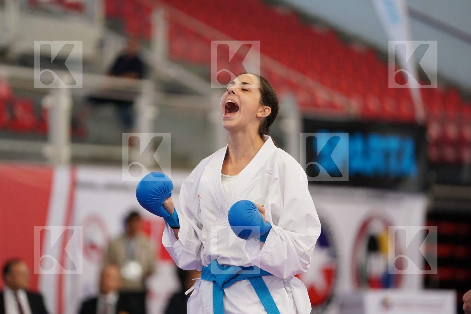 PEROVIC IVANA (SERBIA) vs HANDELSBY NORA BENEDICTE (NORWAY) in Junior Kumite Female -59 Kg - Podium ceremony
